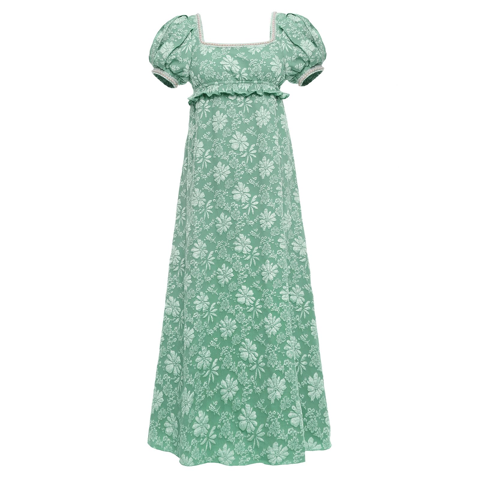 VibsionRegency Dresses for Women Luxurious Pearl Puff Victorian Dress