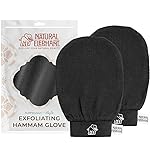Natural Elephant Exfoliating Hammam Glove | Authentic Moroccan Kessa Body Scrub Mitt for Spa-Quality Skin Renewal | Pure Black 2 Pack
