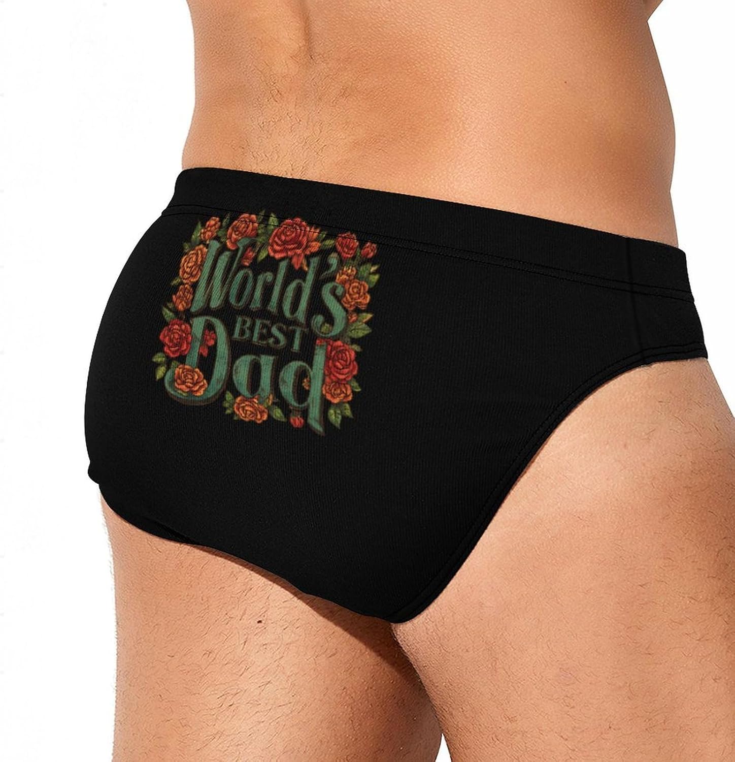 World's Best Dad Roses Men's Swimsuit Brief Sexy Bikini Briefs Retro Printed Swimwear Quick Dry Swimming Trunks 3X-Large