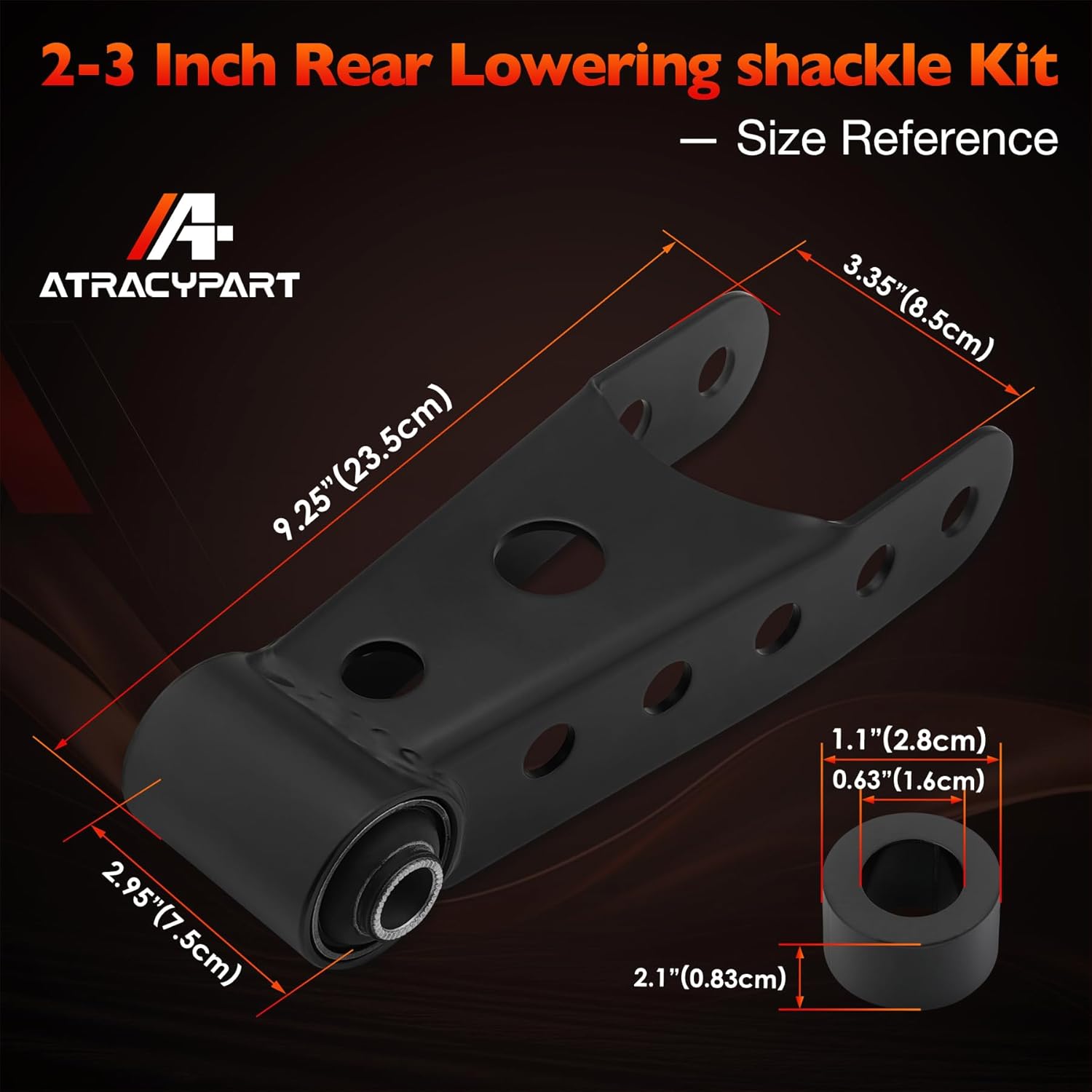 Lowering Shackle Kit, 2-3" Rear Drop Kit With Gasket, Fits Silverado 1500 1999-2019, For Chevy & GMC Silverado Sierra 1500, 1988-1998 C1500/C2500 & More, Suspension Leaf Spring Kits, Replace# 410520