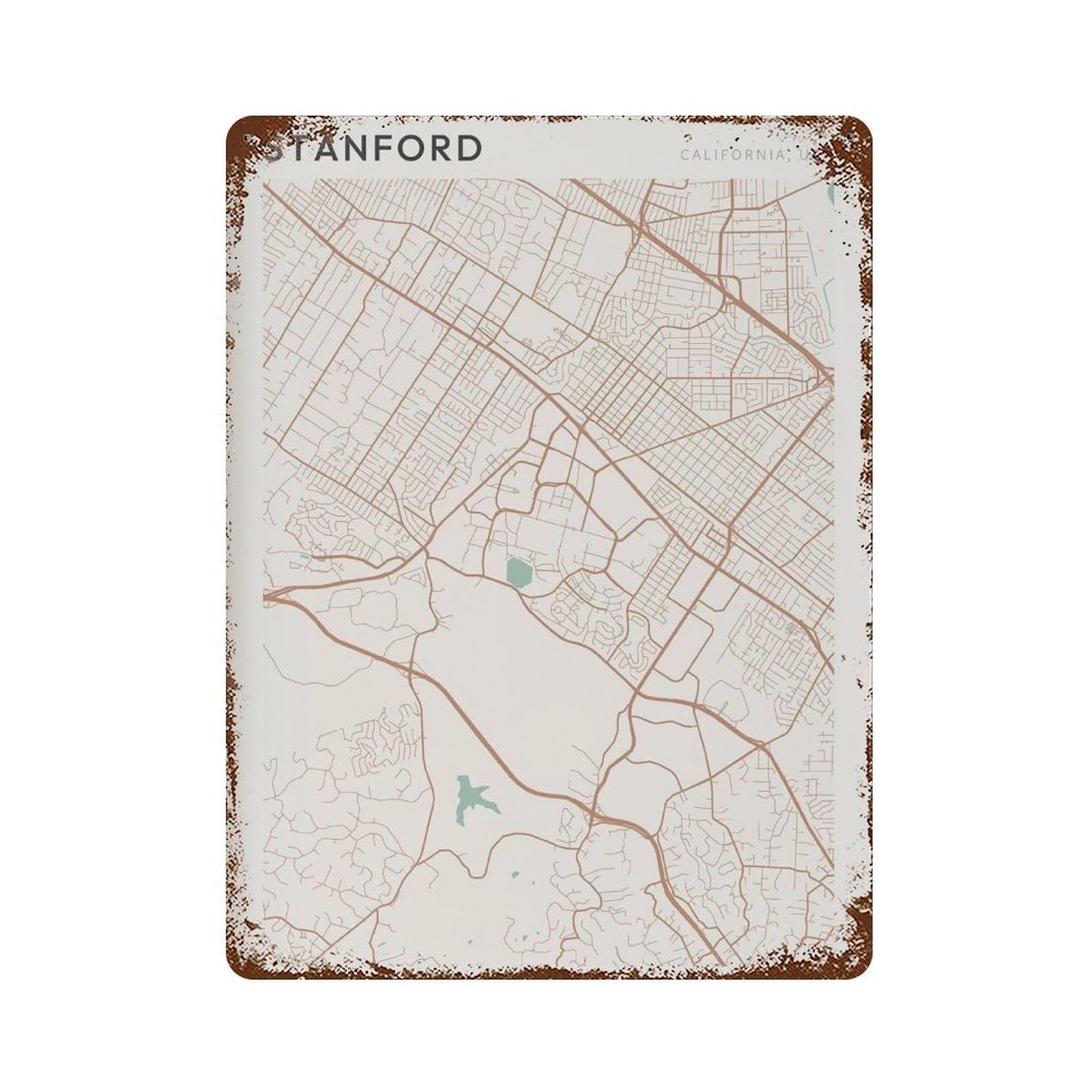 xiaoxiaoshen Stanford Map California Travel Gift Farmhouse Decor Idea Wall Decor Art Metal Tin Poster Modern Home Decor Art Home Bar Shop Decorations Vintage Sign 40x30cm