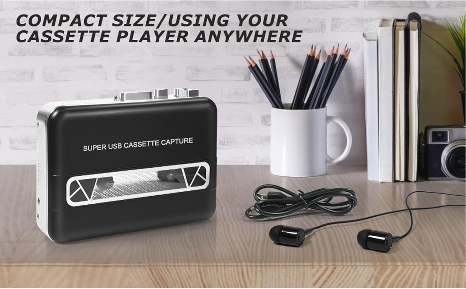Portable Cassette Player Tape Recorder, with Built in Speaker, MP3 Converter Software, Headphone Jack, 6.3 x 4.3 x 1.5 Inch.
