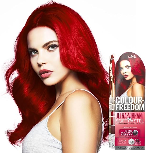 Knight & Wilson Colour-Freedom 150ml Crimson Red Semi-Permanent Hair Colour - Ultra-Vibrant Vegan Friendly Colour Mask with Shine Booster Complex - Ammonia Free Colour Lasts Up To 6-10 Washes