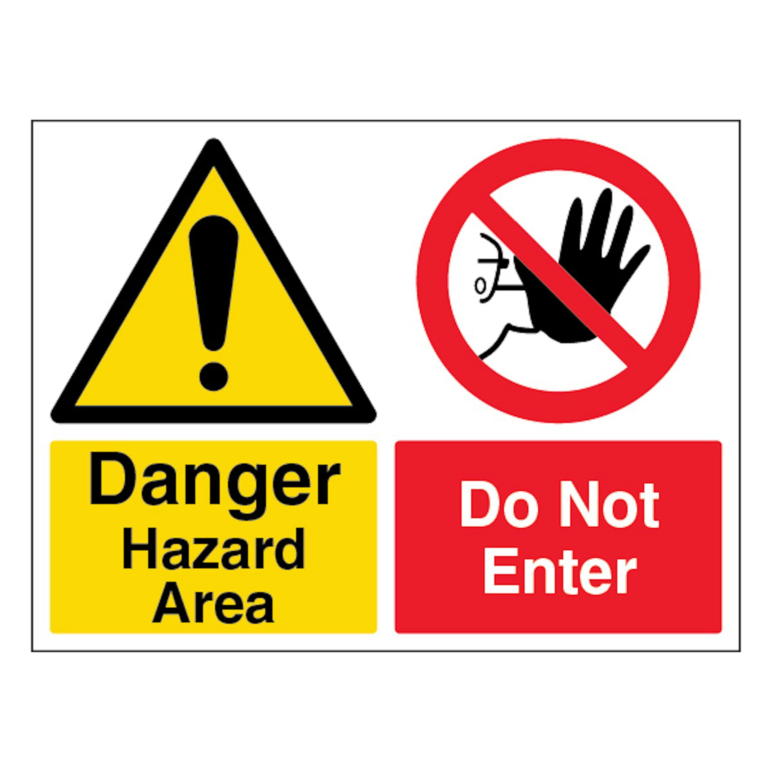 V Safety Danger Hazard Area/Do Not Enter - Landscape 400 x 300 mm - 1mm Rigid Plastic Safety Sign