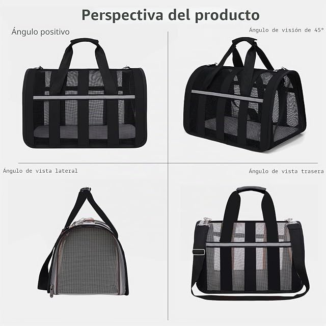 Foto 4 de 8 de PETCUTE Transportín Gato Perro Transpirable,Bolsa de Transporte Plegable para Mascota con Colchón Suave…
