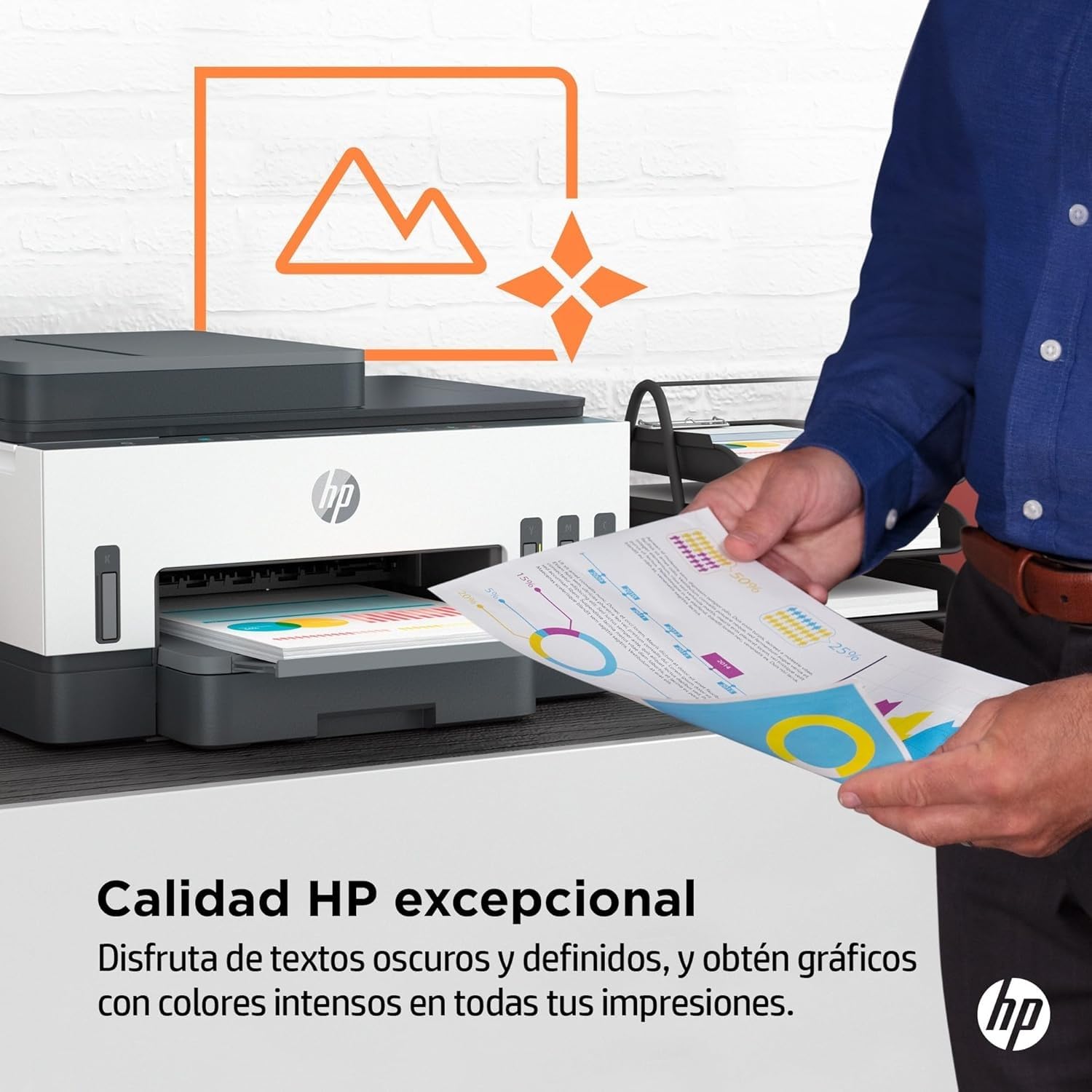 HP Smart Tank 7305 28B75A -Impresora A4 Multifunción con Deposito de Tinta Recargable, Impresión a Color, Escaner, Copiadora, Wi-Fi, Smart App, Blanca y Gris Oscuro
