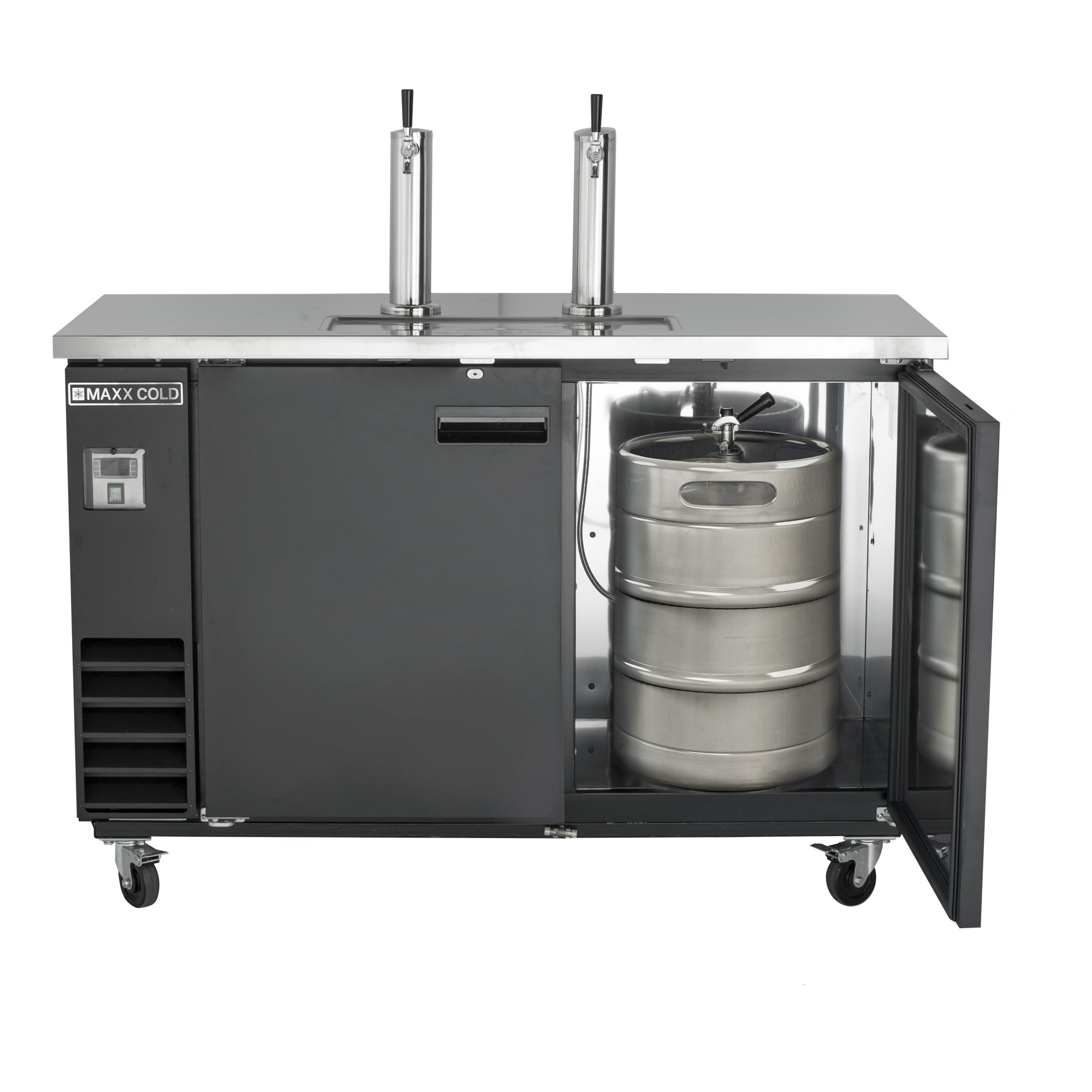 Maxx Cold Dual Tower Beer Dispenser, 61" W, 14.2 Cu. Ft., 2 Barrels/Kegs (402l) Storage Capacity, In Black With Stainless Steel Top (Mxbd60-2bhc) on Fridge.com - View 4