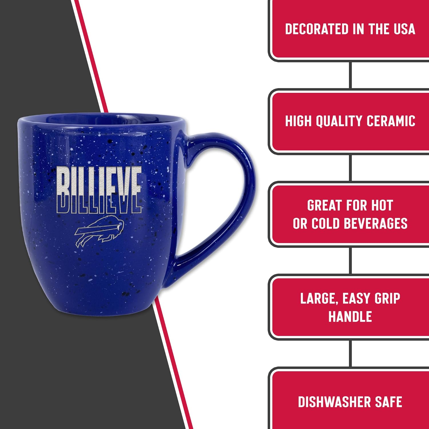 Rico Industries NFL Football Team Slogans and Chants 16 oz Team Color Laser Engraved Speckled Ceramic Coffee Mug - Image 5