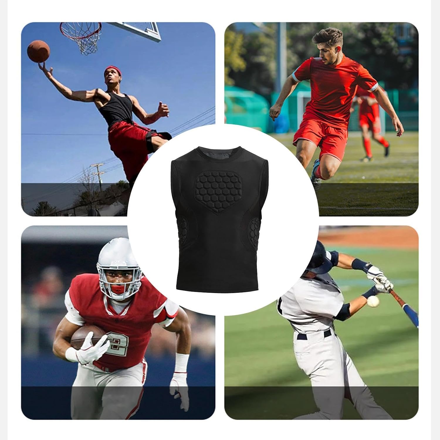 Chest Protector Softball,Quick Drying Breathable Elastic | Sleeveless Vest Baseball Protective Gear,for Men Women Boys Girls Football Basketball Training Competition