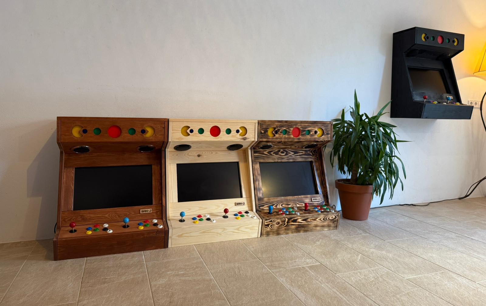 Bar-Top Arcade Retro SAN-J | Ręcznie wykonany z drewna – 2 graczy (Teca)