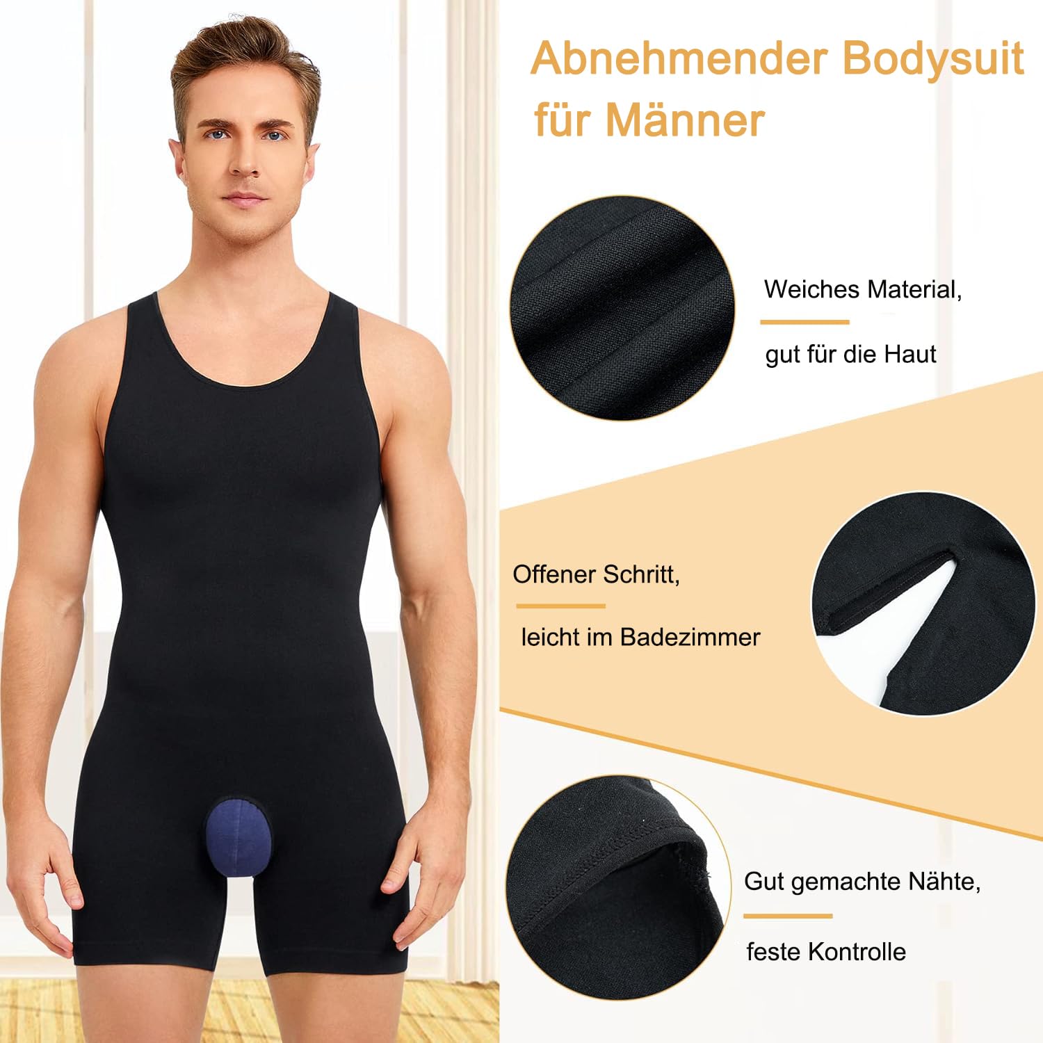 Gotoly Compressione Uomo Shapewear Bodysuit Snellente Intimo Modellante Full Body Shaper con Pantaloncini da Gamba Dimagrante Fascia Pancia Fitness Canottiera