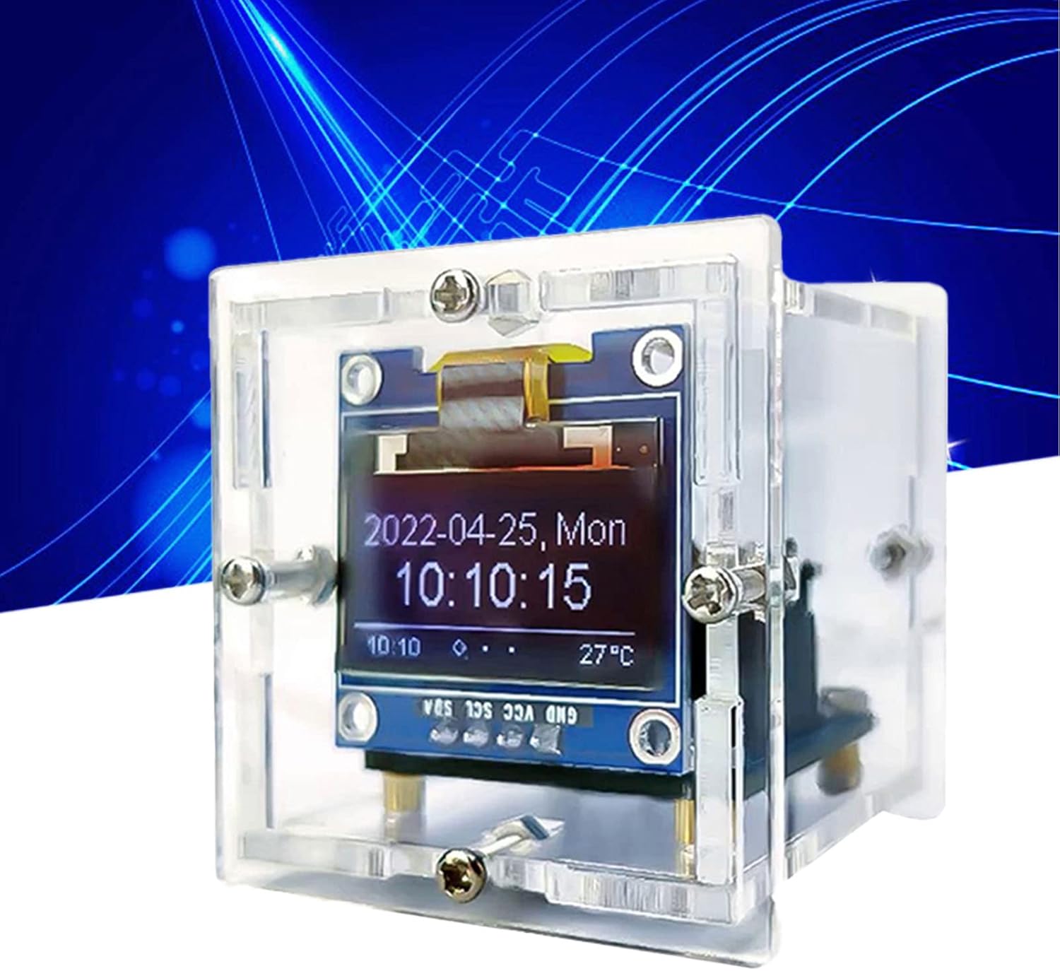ZephyVita Mini Clock Kit Acrylic Shell Organic Light Emitting Diode Display DIY Timing Module Electronic Clock Kit DC5V