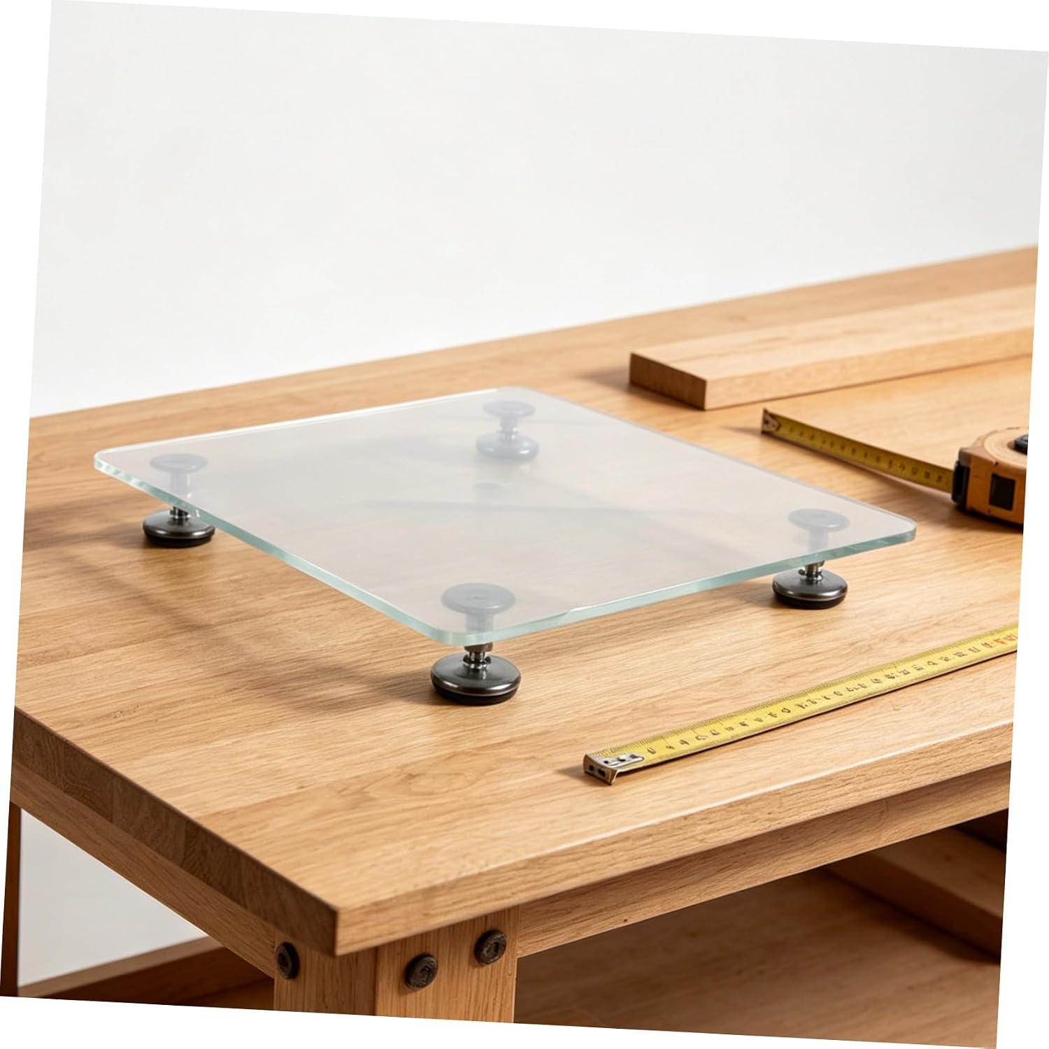 Adjustable Acrylic Leveling Platform Table for Epoxy Resin Craft with Stable Tabletop, DIY Design, White Color Suitable for Office Use
