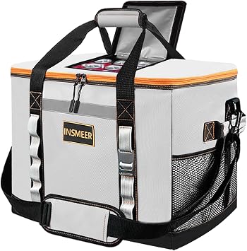 INSMEER 48L Large Cool Bag 65 Cans Cool Bag Large Foldable with Top Opening XXL Waterproof Shopping Bag Insulated Bag Ideal for Trips Picnic Camping Hiking Beach