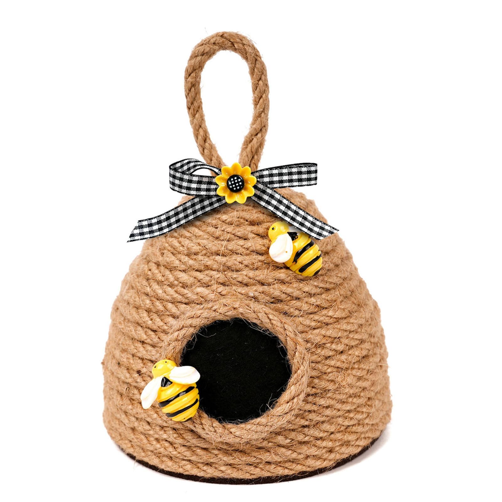CRFFZ Woven String Bees Hives Hanging Figurine Bees Theme Party Ornament for Farmhouses Home Desktop Shelves Decors Woven Hanging Ornament