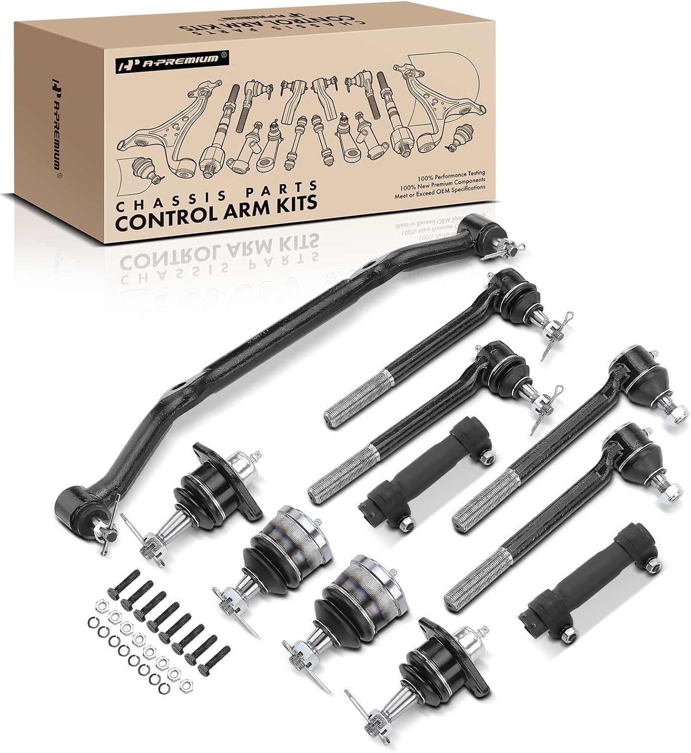 A-Premium Set of 11, Front Upper Lower Ball Joint, Inner Outer Tie Rod End, Center Link, Compatible with Chevrolet Blazer 96-05, S10 96-03, GMC Jimmy 96-01, Sonoma 96-03, Isuzu Hombre 96-00, RWD