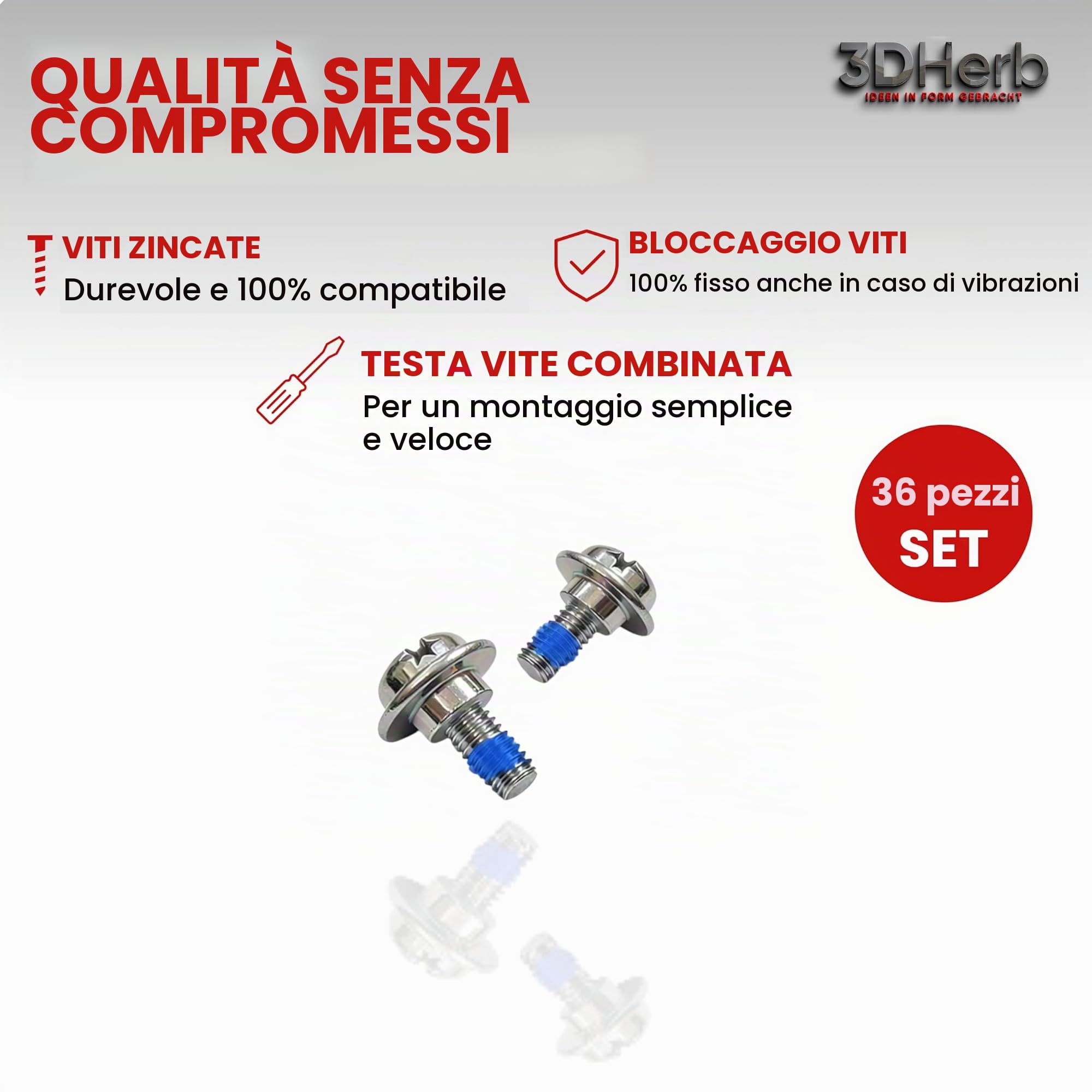 3DHerb® 36 lame di ricambio e viti in titanio di alta qualità con protezione - compatibili con Dreame Mova | VIAX | LiDAX... Robot di falciatura - Spessore lama 0,9 mm per un lungo divertimento con