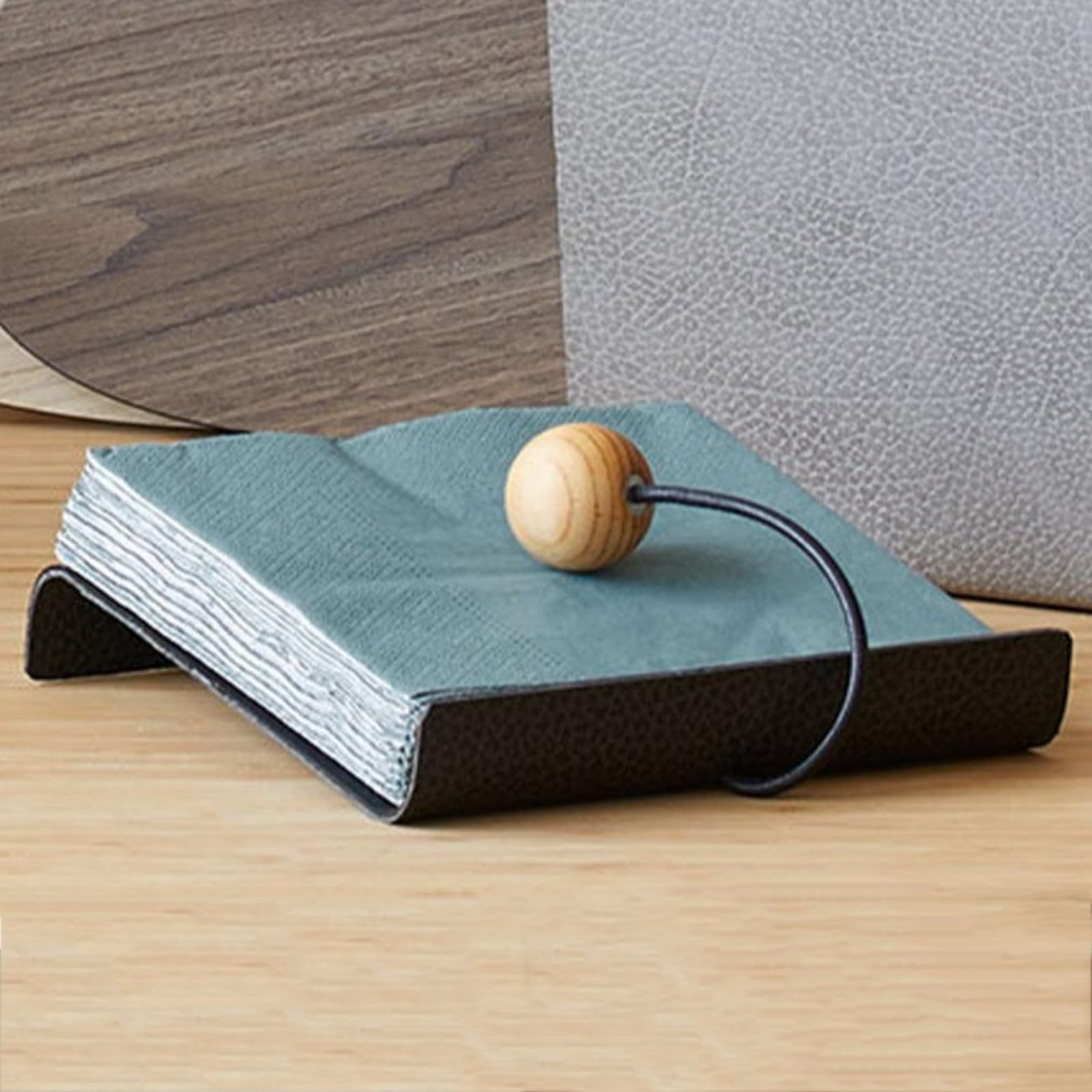 COYEUX Servilleteros Planos para mesas, dispensador de servilletas de Papel, Material: Metal, Cuero y Madera, para hoteles, restaurantes, cafeterías y hogares
