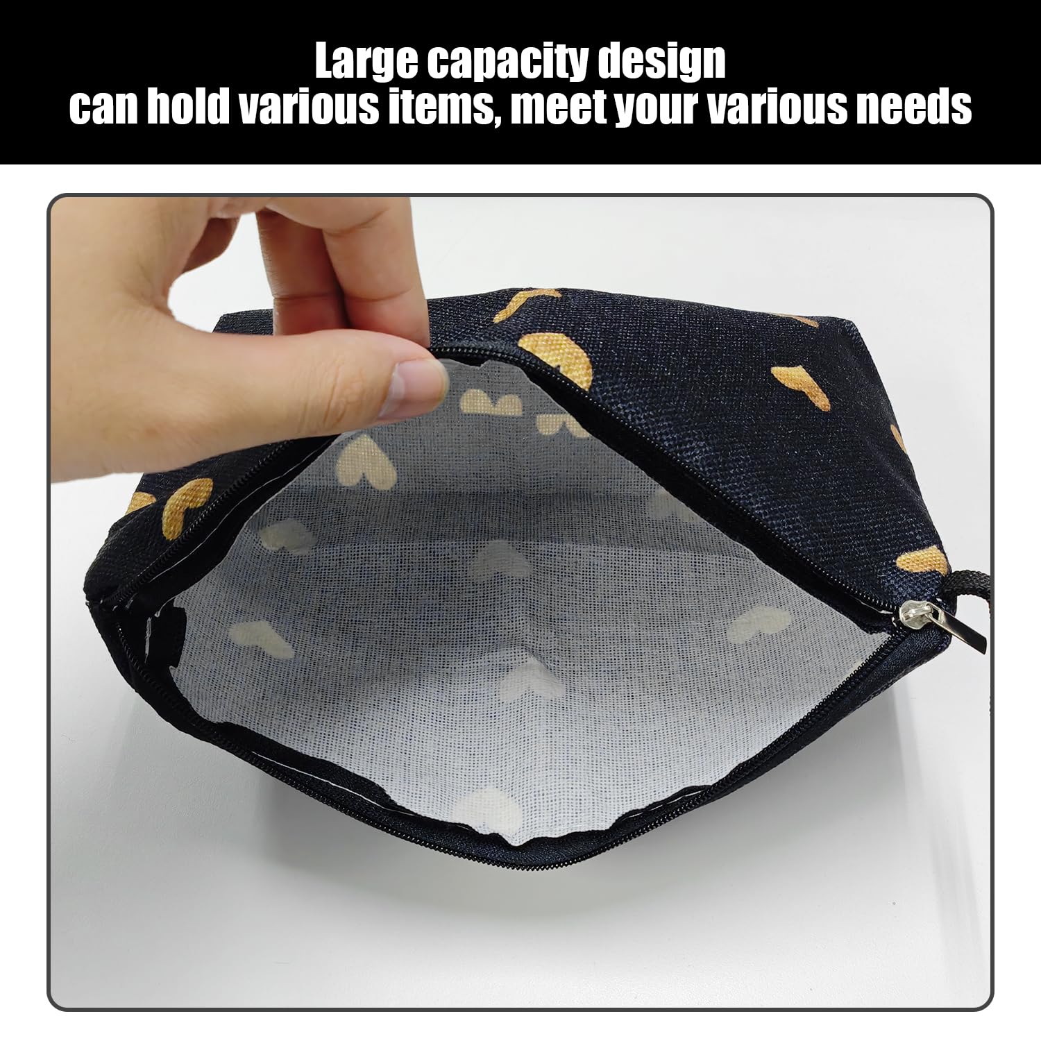 Borsa Per Cosmetici Stampata A Forma Di Cuore Da 2 Pezzi, Borsa Per Cosmetici Da Viaggio Portatile, Mini Borsa Per Cosmetici, Portamonete Con Cerniera, Borsa Per Articoli Da Toilette