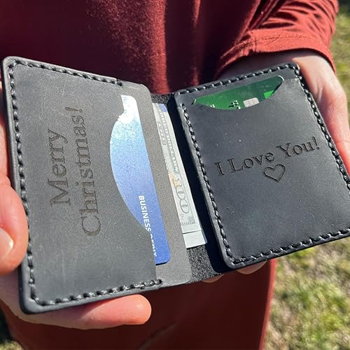 Vista 12 de Personalized Engraved Minimalist Genuine Leather Wallet for Men and Women, Custom Card Holder Wallets with 4 Card Slots with Keychain and Giftbox