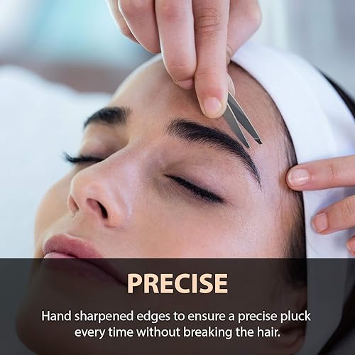 Miniatura 5 de Tweezees pinzas de acero inoxidable de precisión pinza profesional punta inclinada y para espinasPinza de punta extra fina para remover vellosMejor
