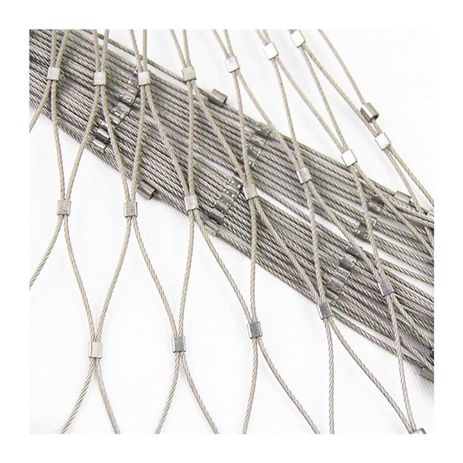 Gancio di sicurezza a forma di X in acciaio inossidabile con chiusura a scatto, cavo flessibile personalizzabile, spessore 2,5 mm, dimensioni H 1,2 m x L 7 m / H 1,2 m x L 7 m