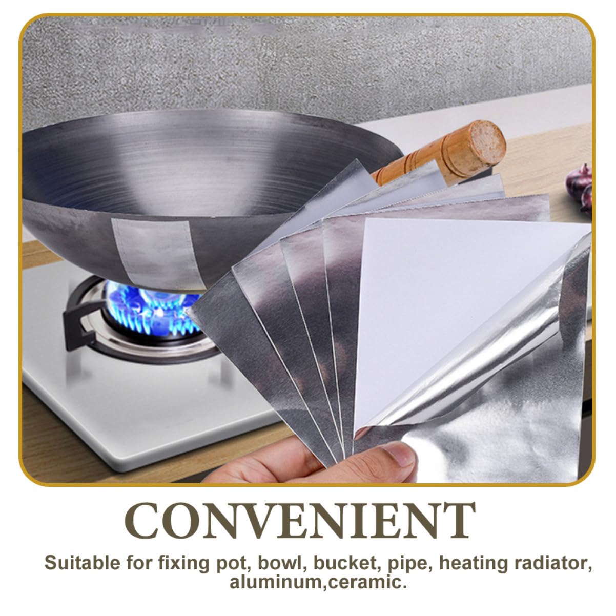 SOLUSTRE 10Sheets High Temperature Aluminum Pot Repair Patches Easy Use Seam Tape for Leaking Cookware Aluminum for Pots and Pans