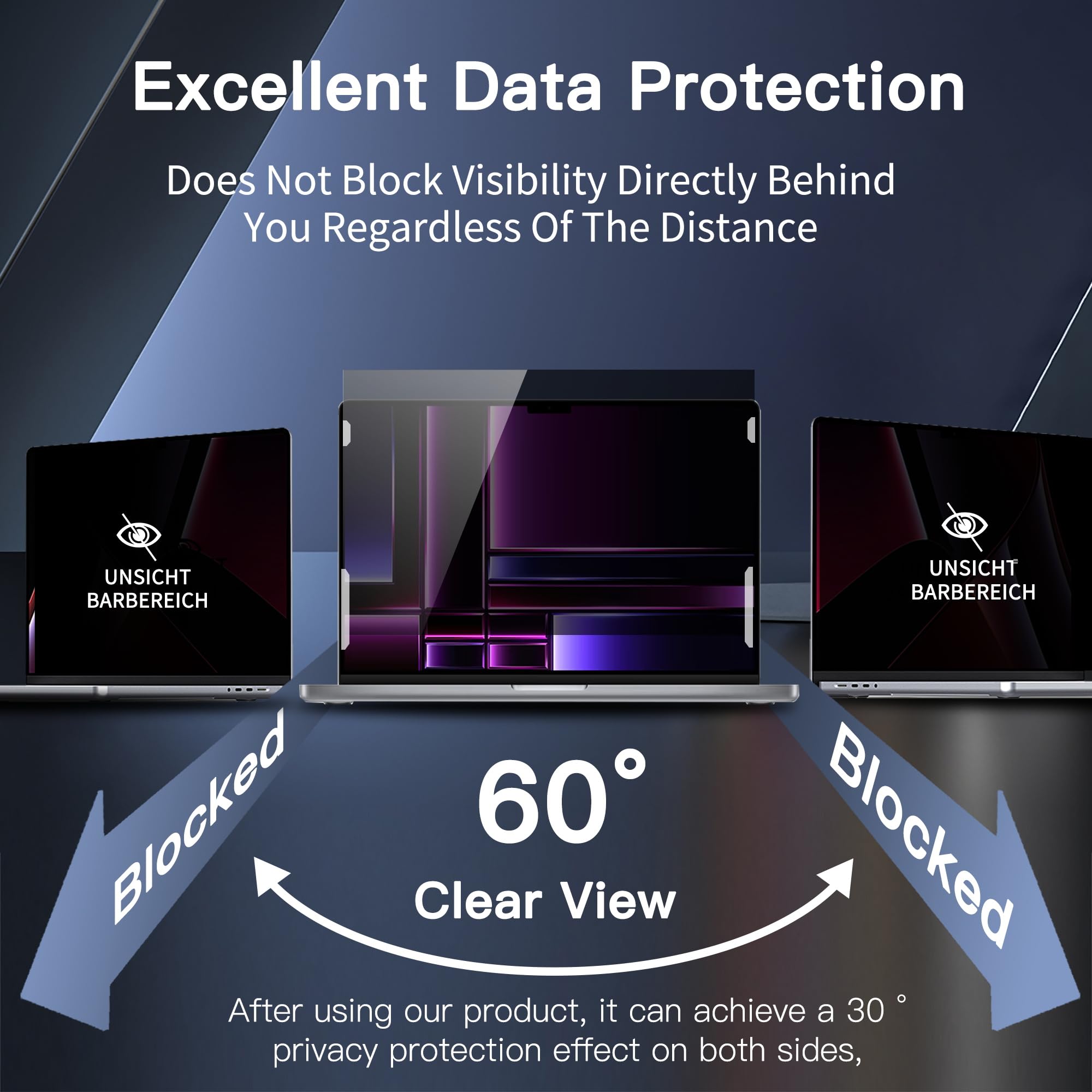 Pellicola protettiva per la privacy compatibile con 15,6 pollici, rimovibile 16:9, filtro privacy per laptop, anti-spy/facile installazione/antiriflesso/blocco luce blu
