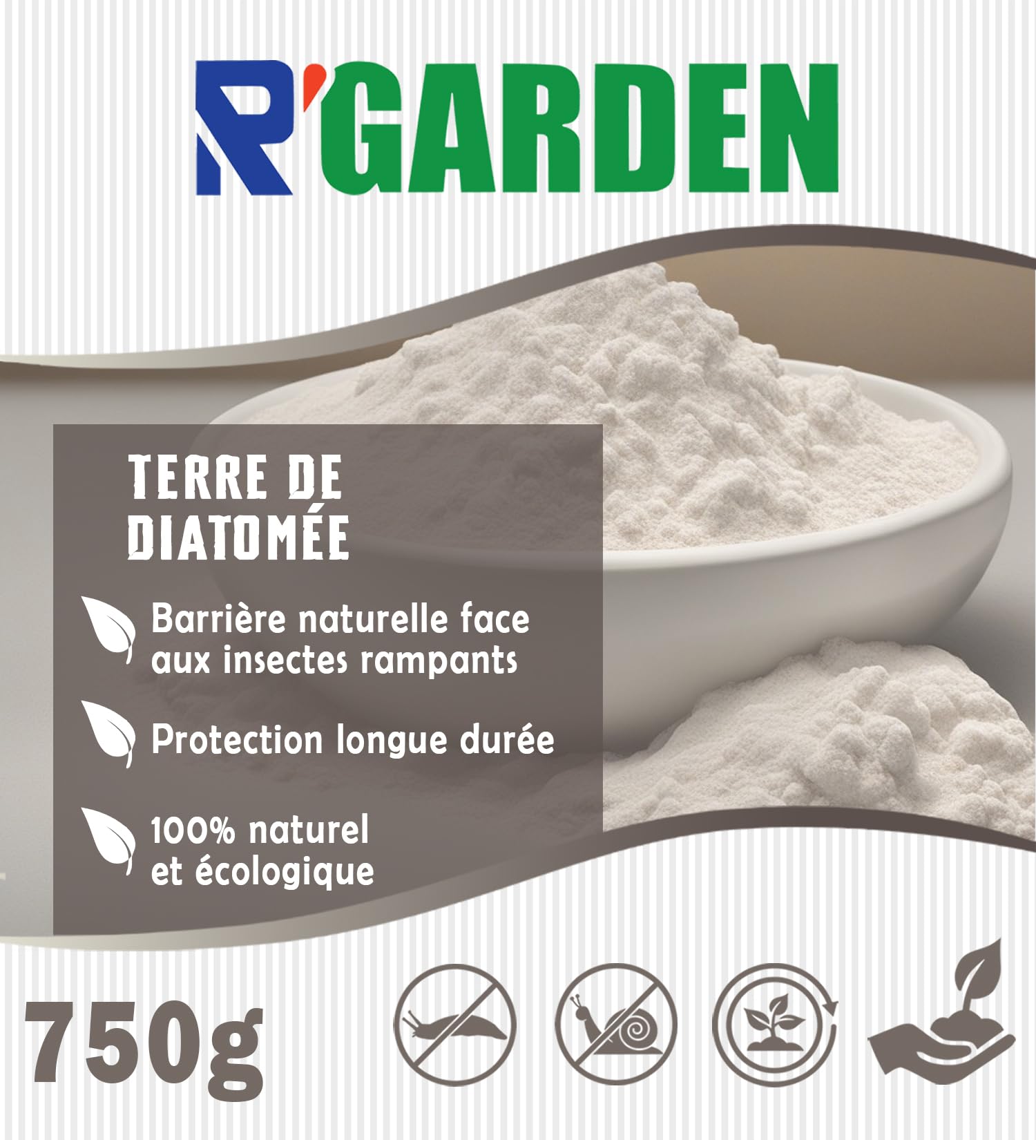R’GARDEN Coquilles Marines broyées Barrière Naturelle Anti-limaces & escargots Longue durée résistante à la Pluie Paillage décoratif minéral Fabriqué en France 2 kg