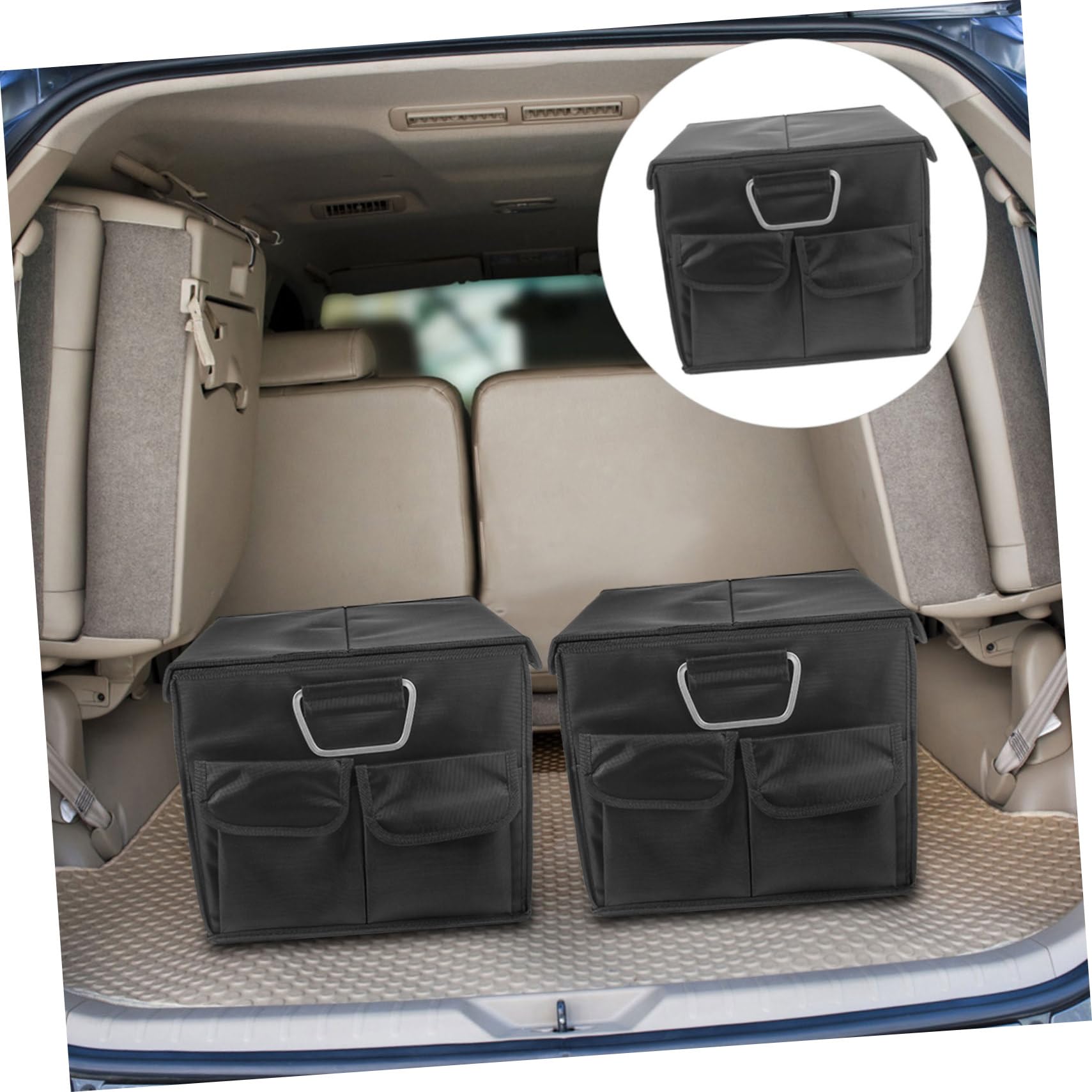 Générique 1 Pc Bacs De Rangement Pliables Pochette De Rangement Pliable Conteneur De Stockage Bacs De Pliants Casier De Auto Voiture Black Tissu Oxford
