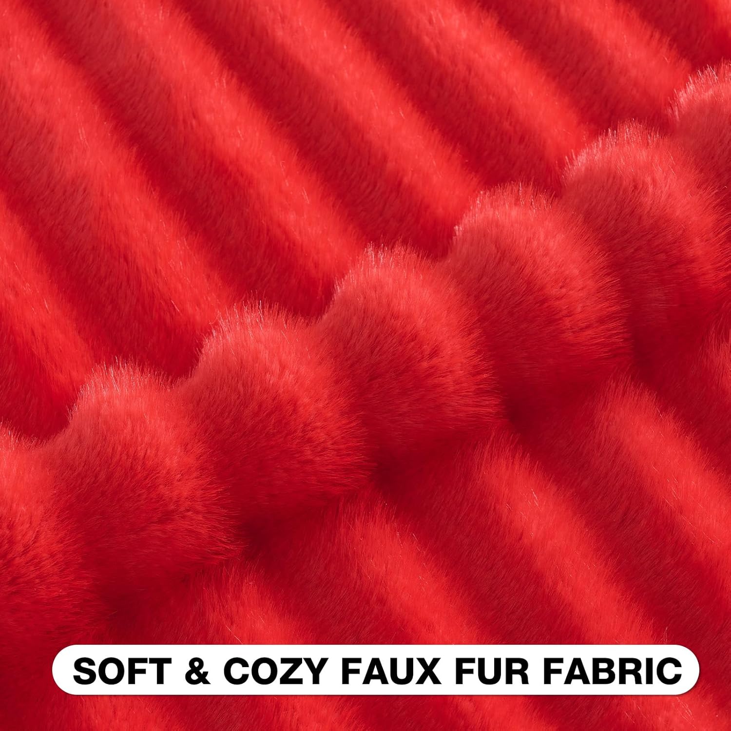 FUTEI Pack of 2 Faux Mink Fur Throw Pillow Covers 18x18 Inch Soft Fluffy Dyeing Striped Textured Farmhouse Decorative Cushion Case Modern Home Decor for Couch Bed Living Room, Red