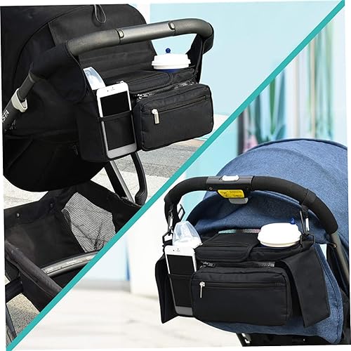 Miniatura 4 de Carrito de cochecito impermeable para cochecito de bebé, bolsa de pañales de 3 compartimentos con bolsa frontal extraíble y bolsillo de malla