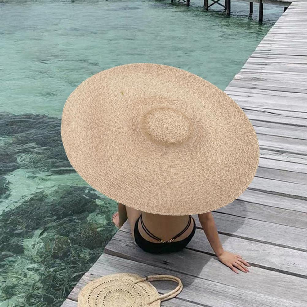 Chapeau de paille à large bord pour femme, chapeau de paille de plage surdimensionné pour femme, chapeau de soleil souple pliable, chapeau de plage pliable