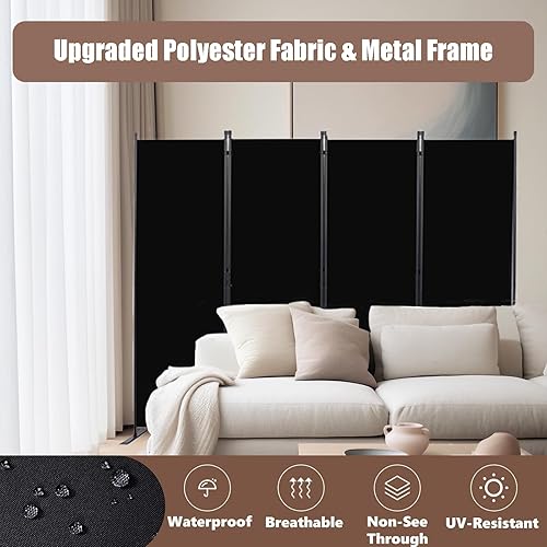 Miniatura 2 de Divisores de habitación, pantallas de privacidad plegables de 4 paneles, marco de acero y partición de oficina para el hogar, oficina, decoración de