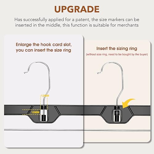 Miniatura 9 de HOUSE DAY Perchas para pantalones, paquete de 12 perchas para faldas con clips, perchas de plástico de 14 pulgadas para pantalones, ganchos