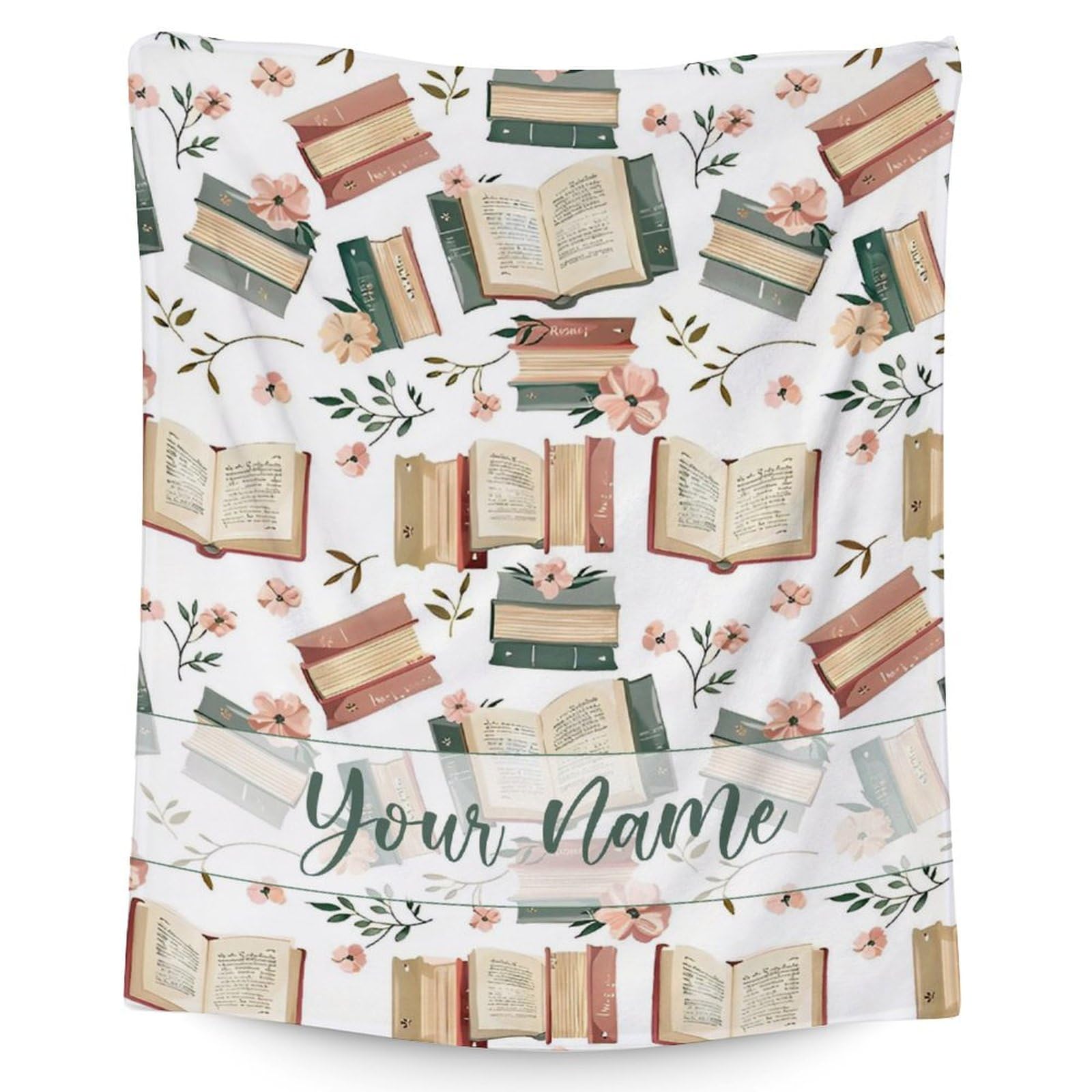Custom Book Lovers Gifts Blanket, Reading Blanket for Kids Boys Girls, 60x80 Inches Cute Reading Throw Blanket for Library, Personalized Soft Fuzzy