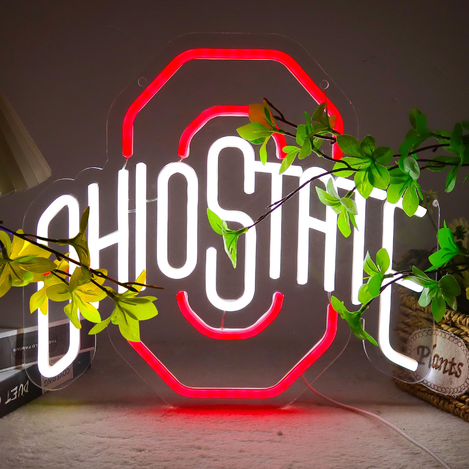 Photo 1 of ***NON FUNCTIONAL***OIZEGO Football Neon Signs University Football Team Neon Lights Wall Decor for Bedroom Dormitory Man Cave Party Gift for Boys Girls 13.4×12.2 IN Led Art 5V Power Acrylic