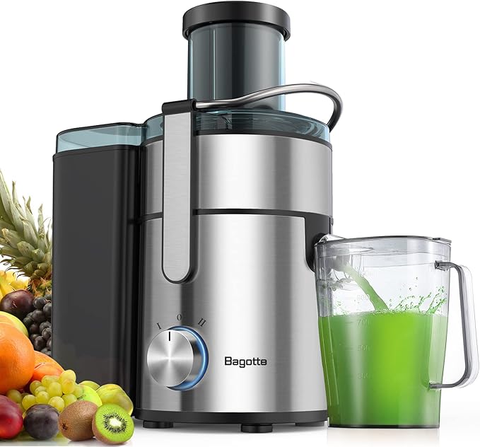 Juicer, Bagotte Centrifugal Juicer Machines with 85mm Big Mouth, 800W