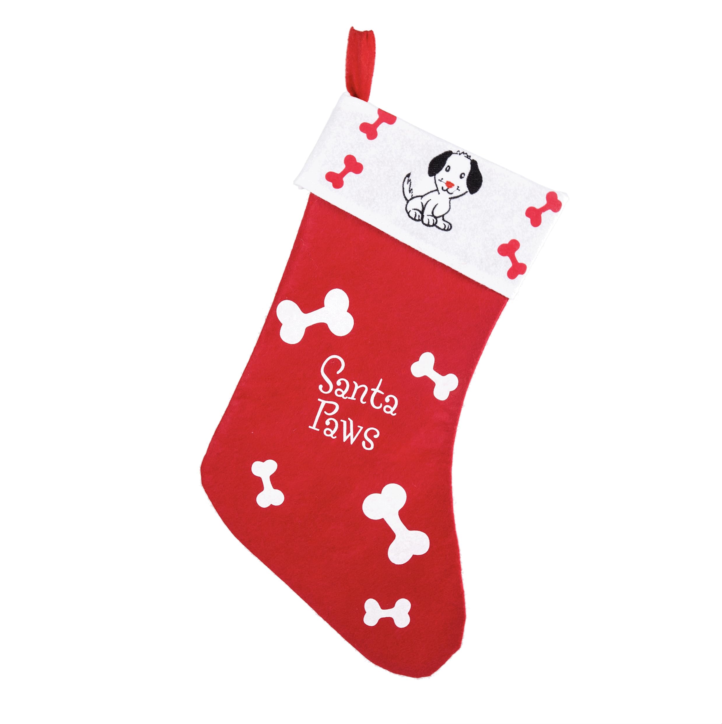 Rockparty Red Fun Dog Novelty Christmas Felt Stocking For Pets - Santa Paws Design - Perfect Sack For Dogs - Festive Pet Present Stocking Size 16