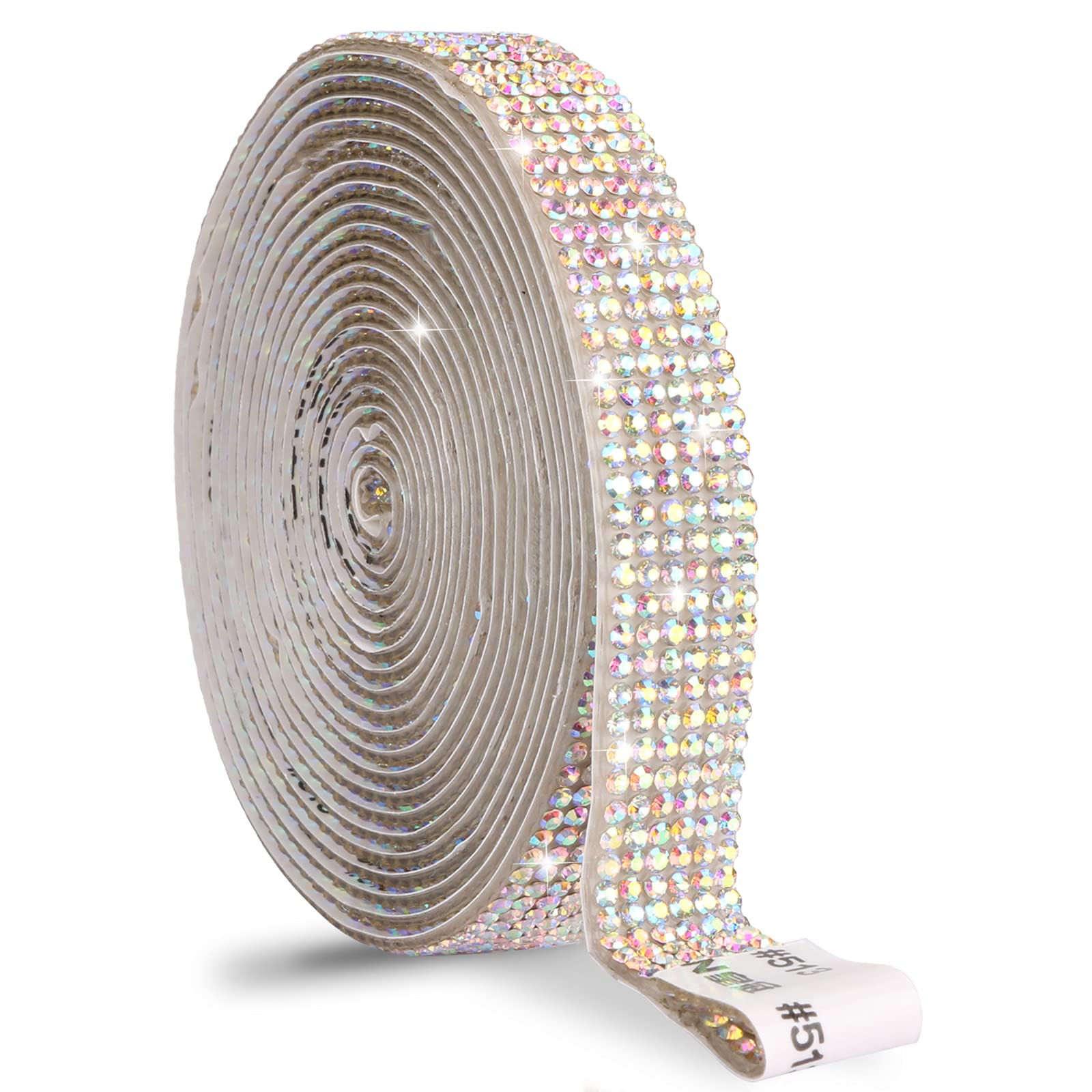 Diamantes de imitación en cinta autoadhesiva 1,27 cm x 2,7 m brillo cristal AB