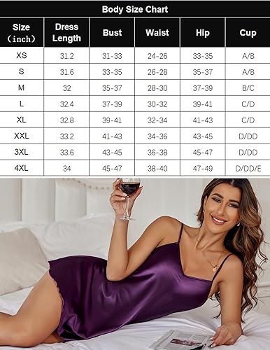 Miniatura 6 de Avidlove - Camisón de satén, ropa de dormir, camisola corta para mujer