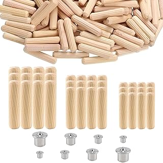 Holzdübel Set, 150 Stück, 8mm und 10mm, für Möbelmontage und Holzarbeiten, inklusive 6mm und 12mm Holzdübel, Vielseitiges Dübel-Sortiment