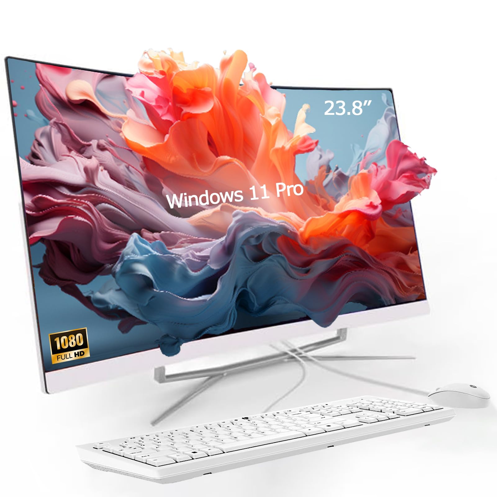 TPSPAD Computer all-in-one da 23,8 pollici FHD IPS Gaming Curvo 1800R, PC desktop Windows 11 Pro, processore i5 fino a 4,4 GHz, 16 GB di RAM, SSD 256 GB,Wi-Fi,tastiera QWERTY e mouse