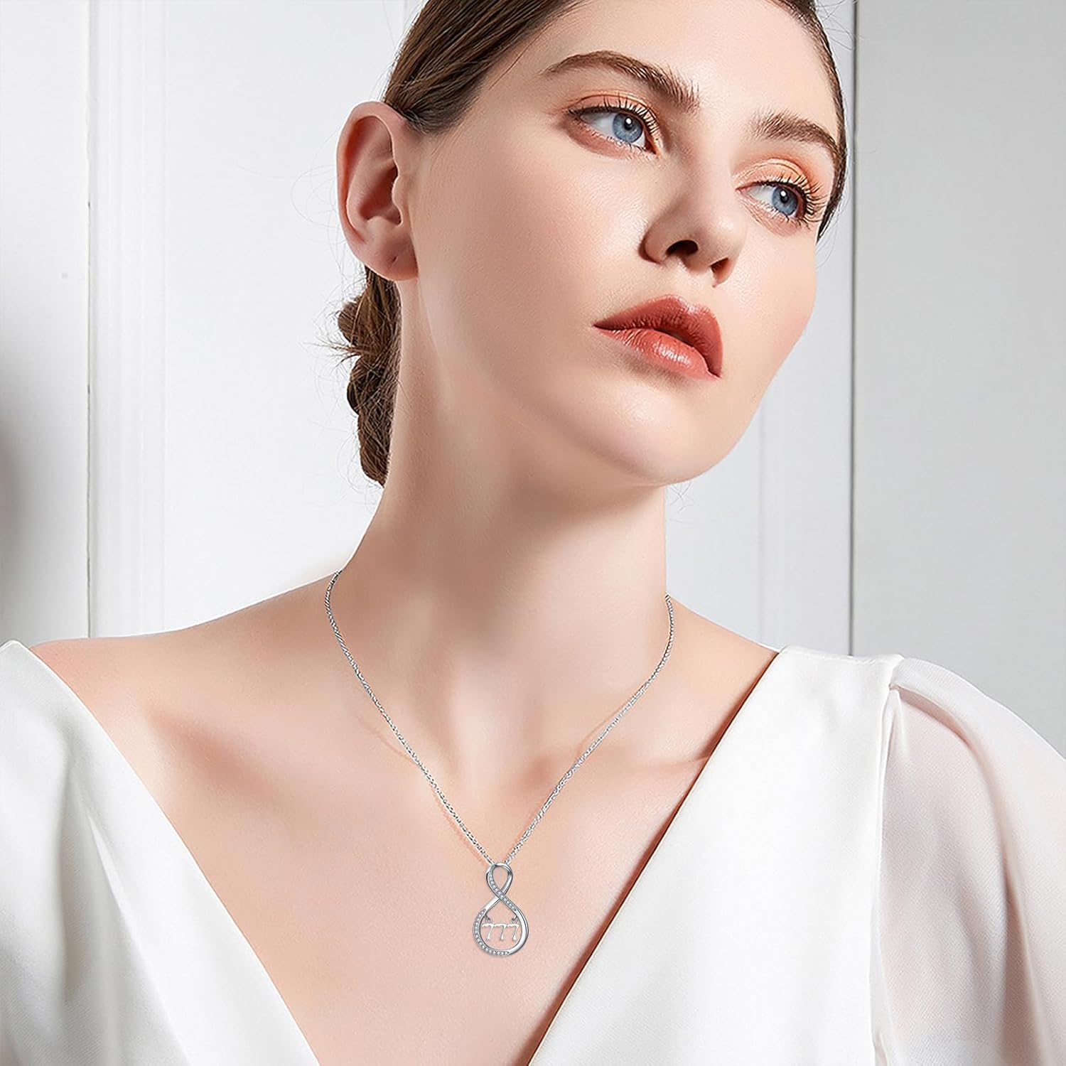 OHAYOO Angel Number 444 666 777 888 999 Necklace 925 Sterling Silver Infinity Angel Number Pendant Necklace Numerology Jewelry for Women - Image 3
