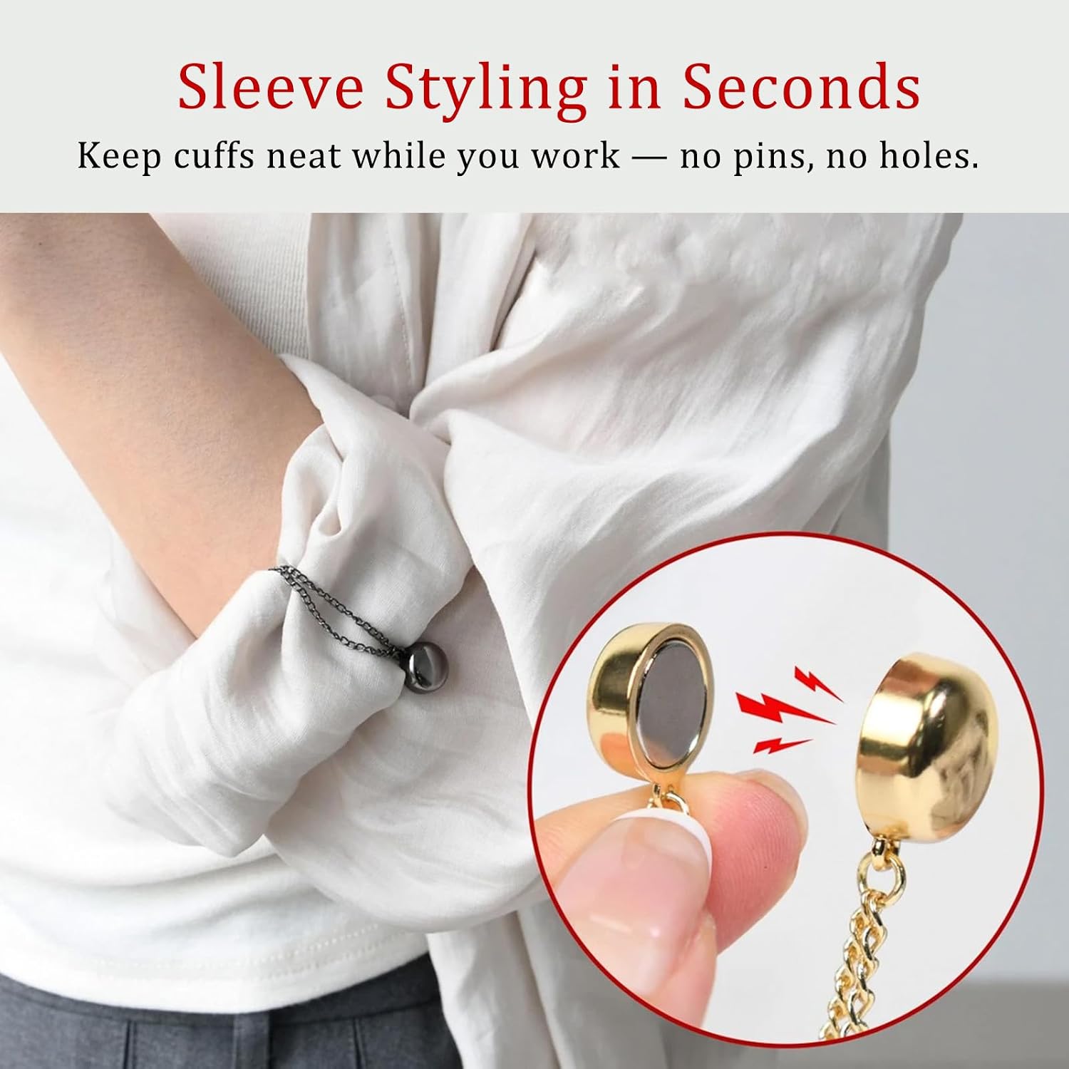 FJW Multi-Function Clothing Clips - Magnetic Hem Clips for Shirts & Light Hems, No-Pin Styling Clip for Scarf, Shawl & Cardigan (8 Pack)