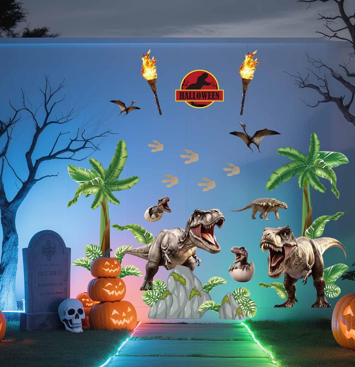 HEIPINIUYE Halloween Dinosaur Trunk or Treat Car Decorations Kit Halloween Trunk or Treat Decorations for SUV Car Garage Door Entryway Archway Jungle Party Decorations