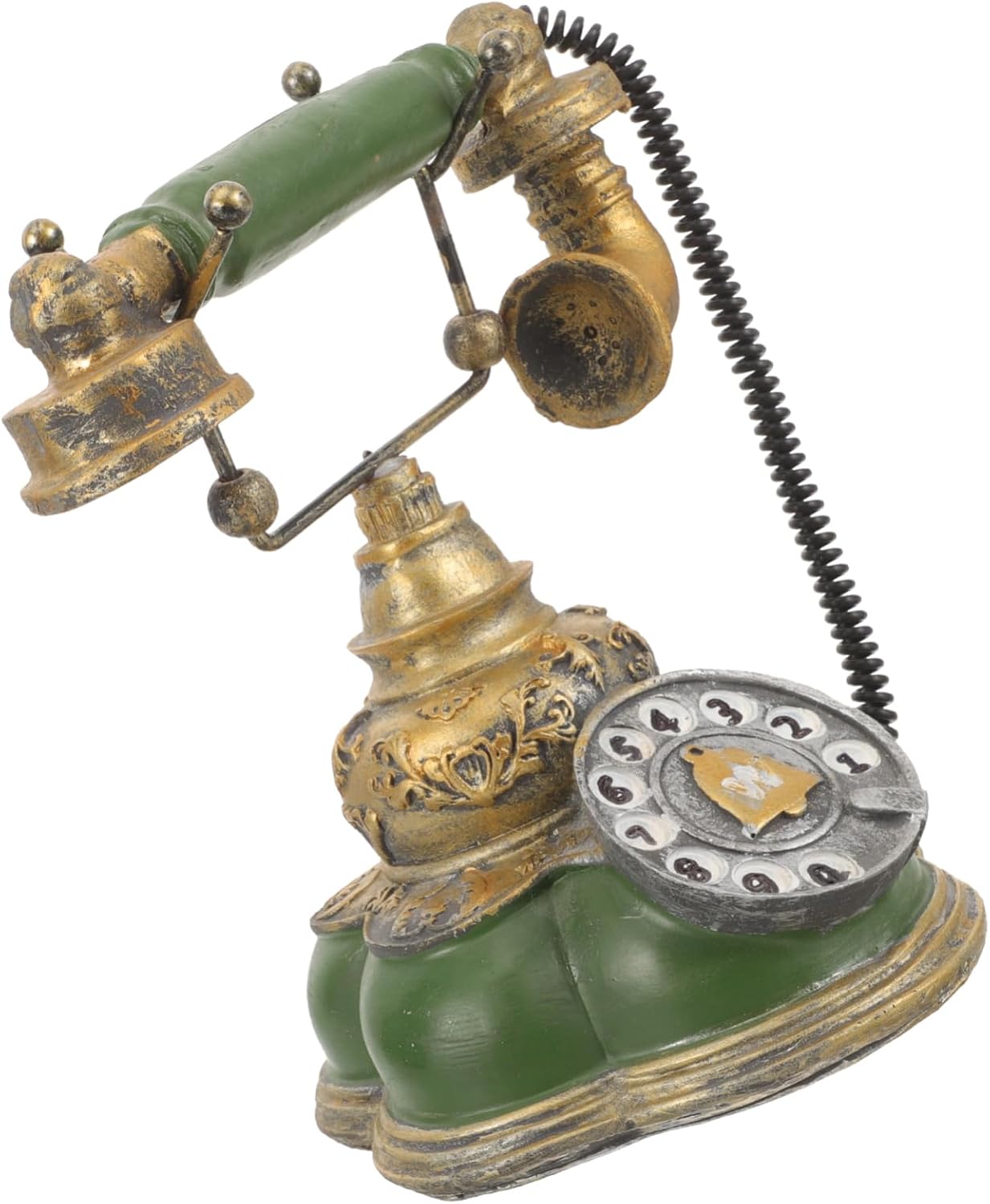 Retro Vintage Desk Phone Ornament Resin Rotary Decor for Home Office and Hotel Antique Style Green Phone Sophisticated Design for Living Room and Bedroom