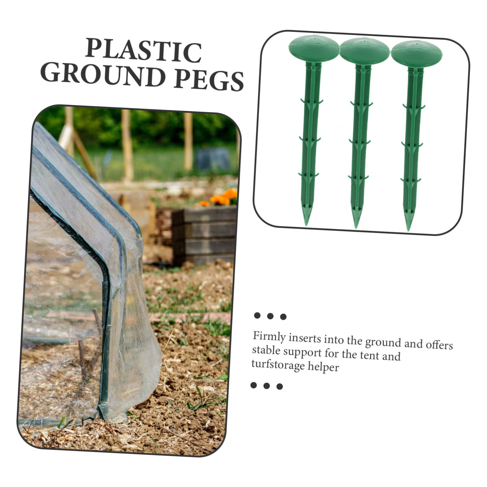 Piquets de Jardin en Plastique Verts 100 Pièces, pour Bâche