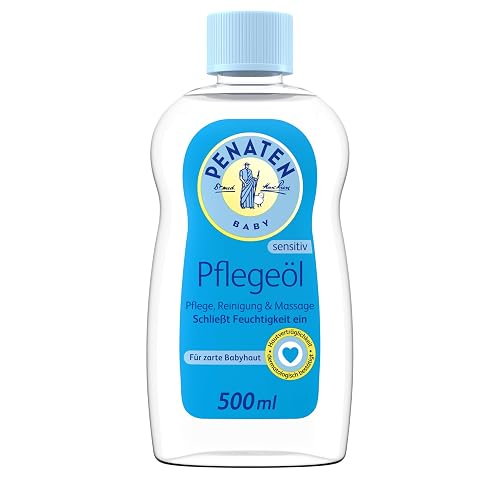 Penaten Pflegeöl (500 ml), sanftes Baby Massageöl & pflegendes Babyöl für zarte Babyhaut, reinigendes Körperöl für Neugeborene & sensitive Haut, sanfte Babypflege ohne Parabene & Farbstoffe - 500 ml (1er Pack) - Pflegeöl