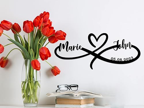 Miniatura 5 de Letrero de infinito personalizado, letrero de infinito de metal, decoración de pared de corazón infinito, regalos personalizados para el día de San